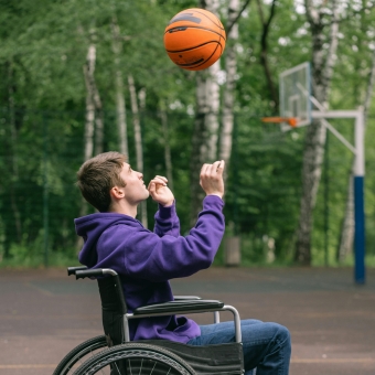 Support worker with client